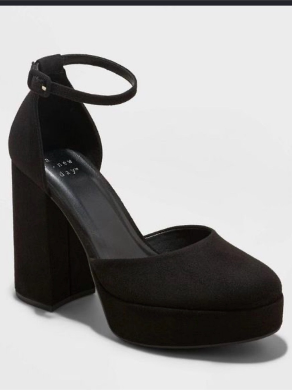 New with Tags A New day Black Faux Suede Block Heel Platform Pumps Sz 8
